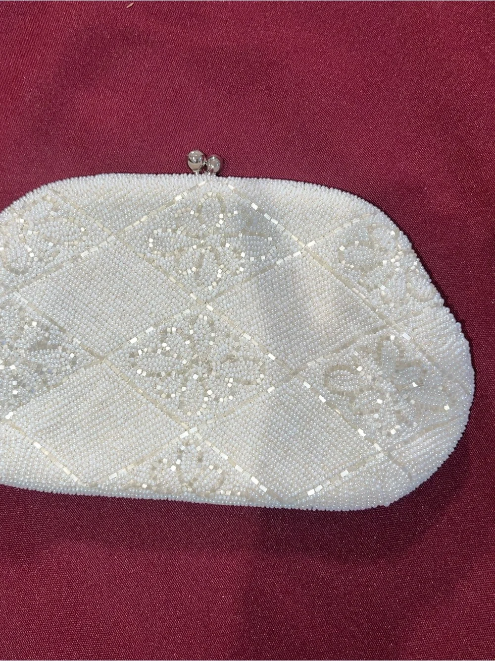 Vintage Ivory Beaded Evening Clutch,made in japan